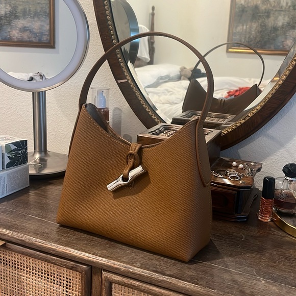 Longchamp Handbags - Longchamp Roseau Small Leather Bag in Natural Brown